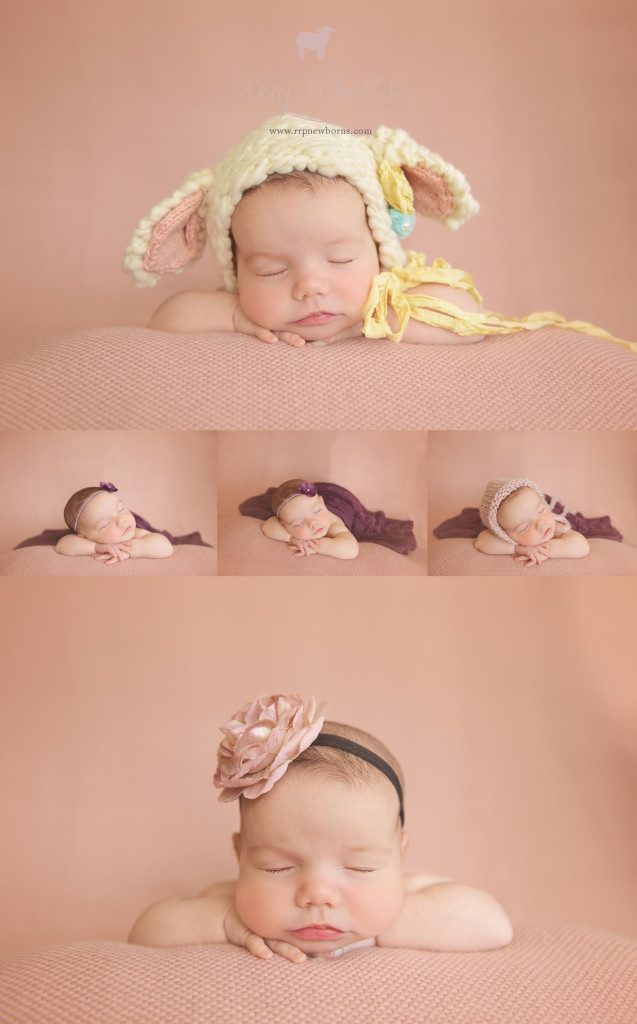 Newborn girl head on hands pose_Reaj Roberts Photography