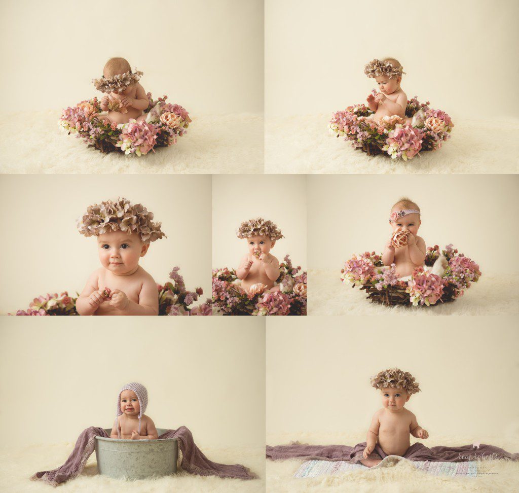 Baby girl sitter floral crown and nest