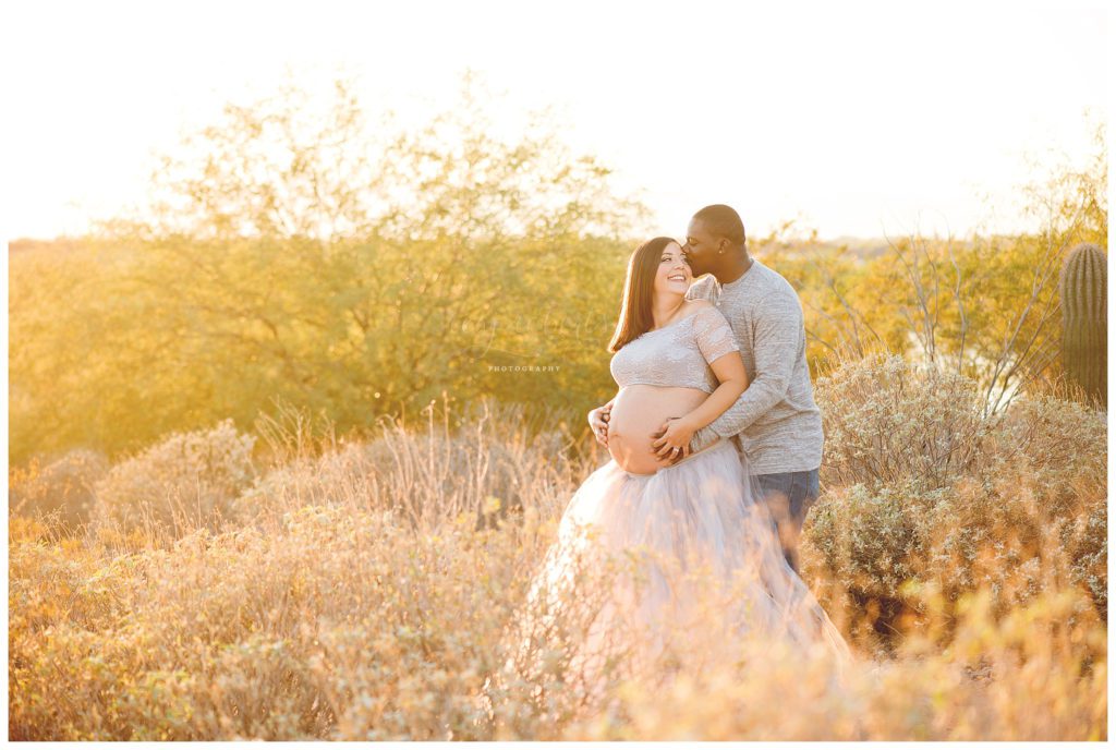 Desert Maternity Couple Poses Phoenix Area Photographer