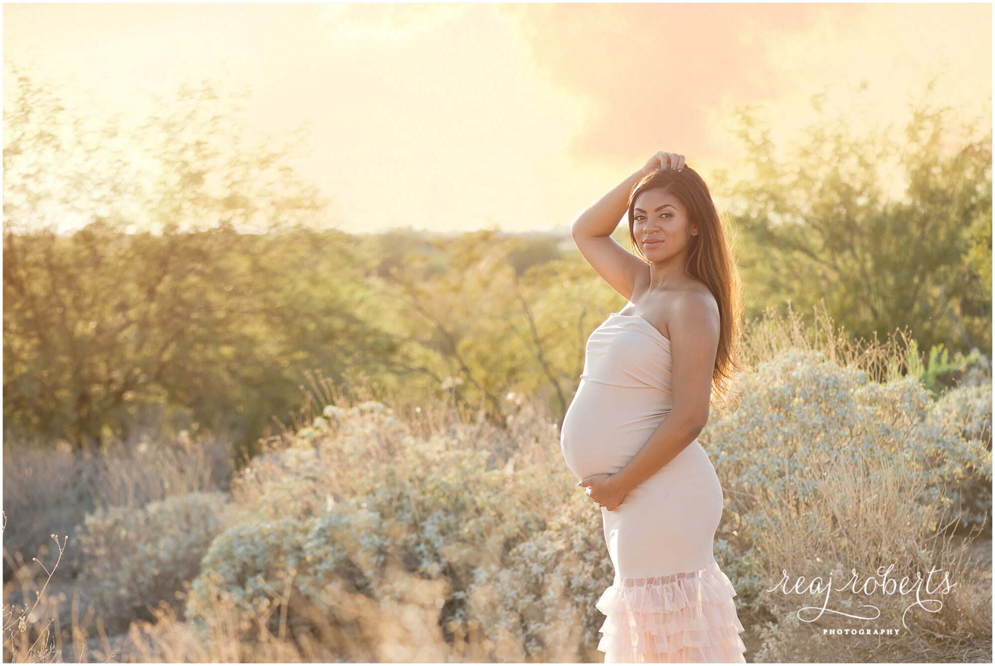 TAOPAN maternity gown, sunset maternity session | Reaj Roberts Photography
