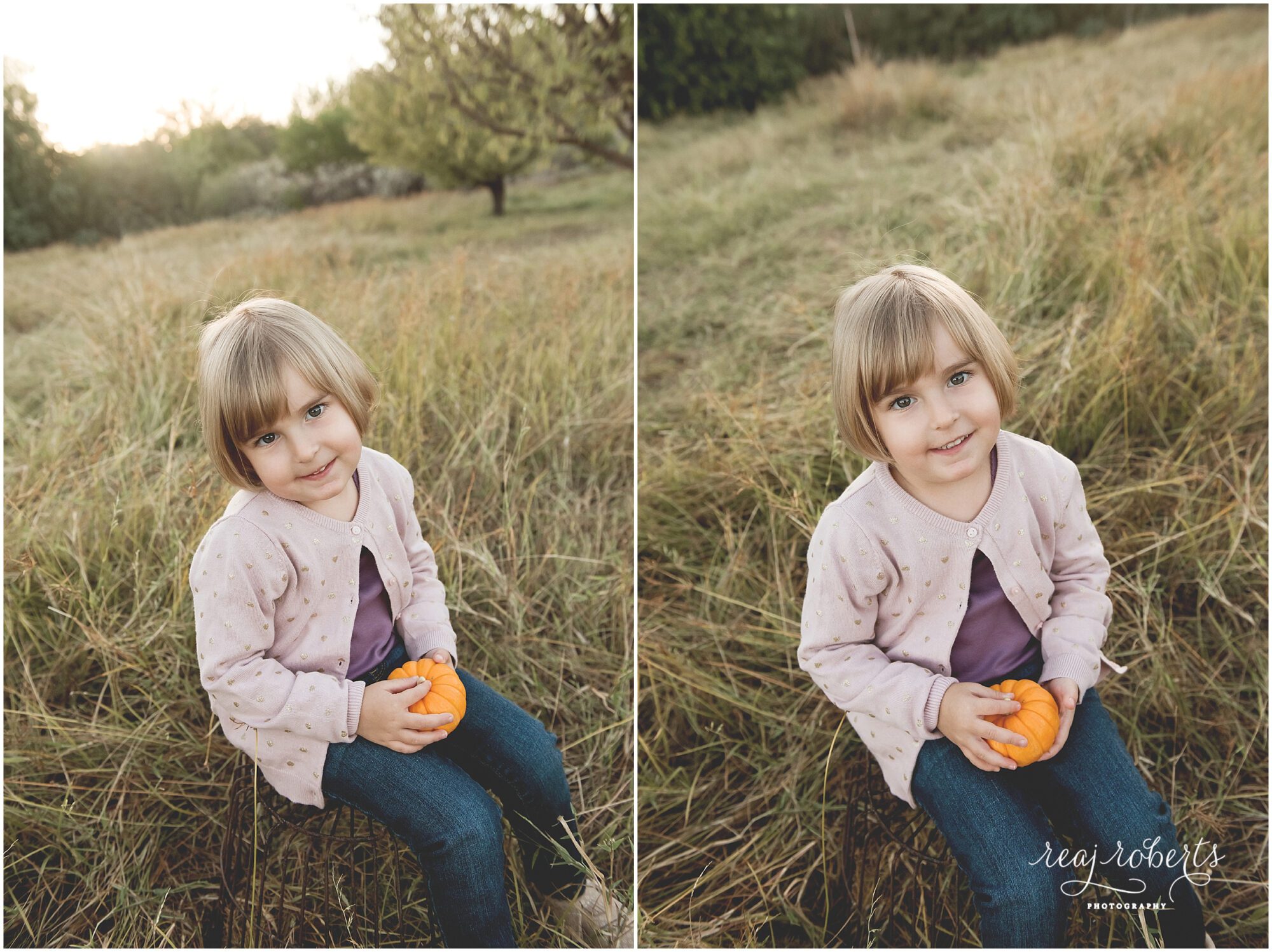 Little pumpkin children's fall family photos | Reaj Roberts Photography