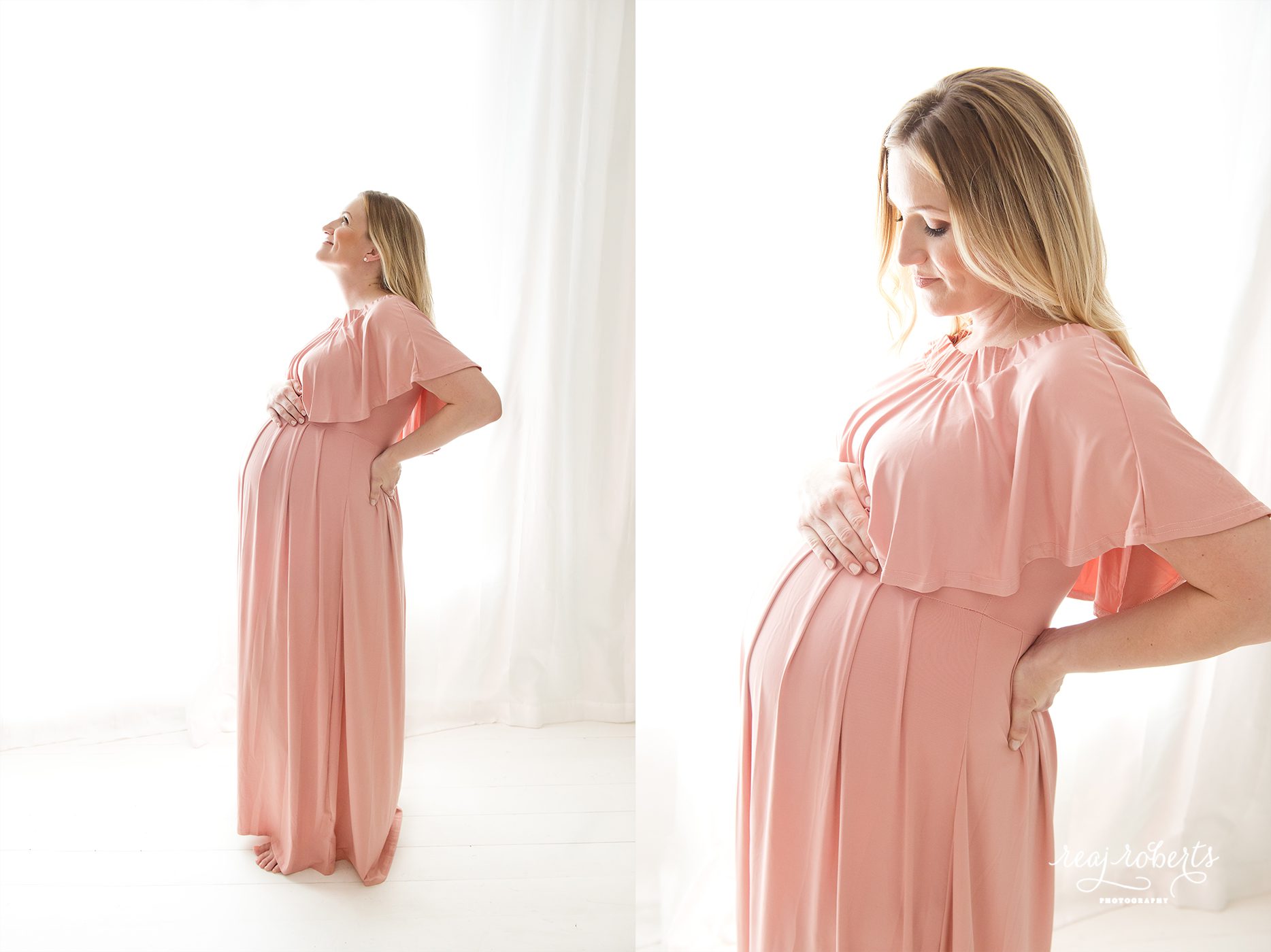 Blush pink maternity gown | Reaj Roberts Photography