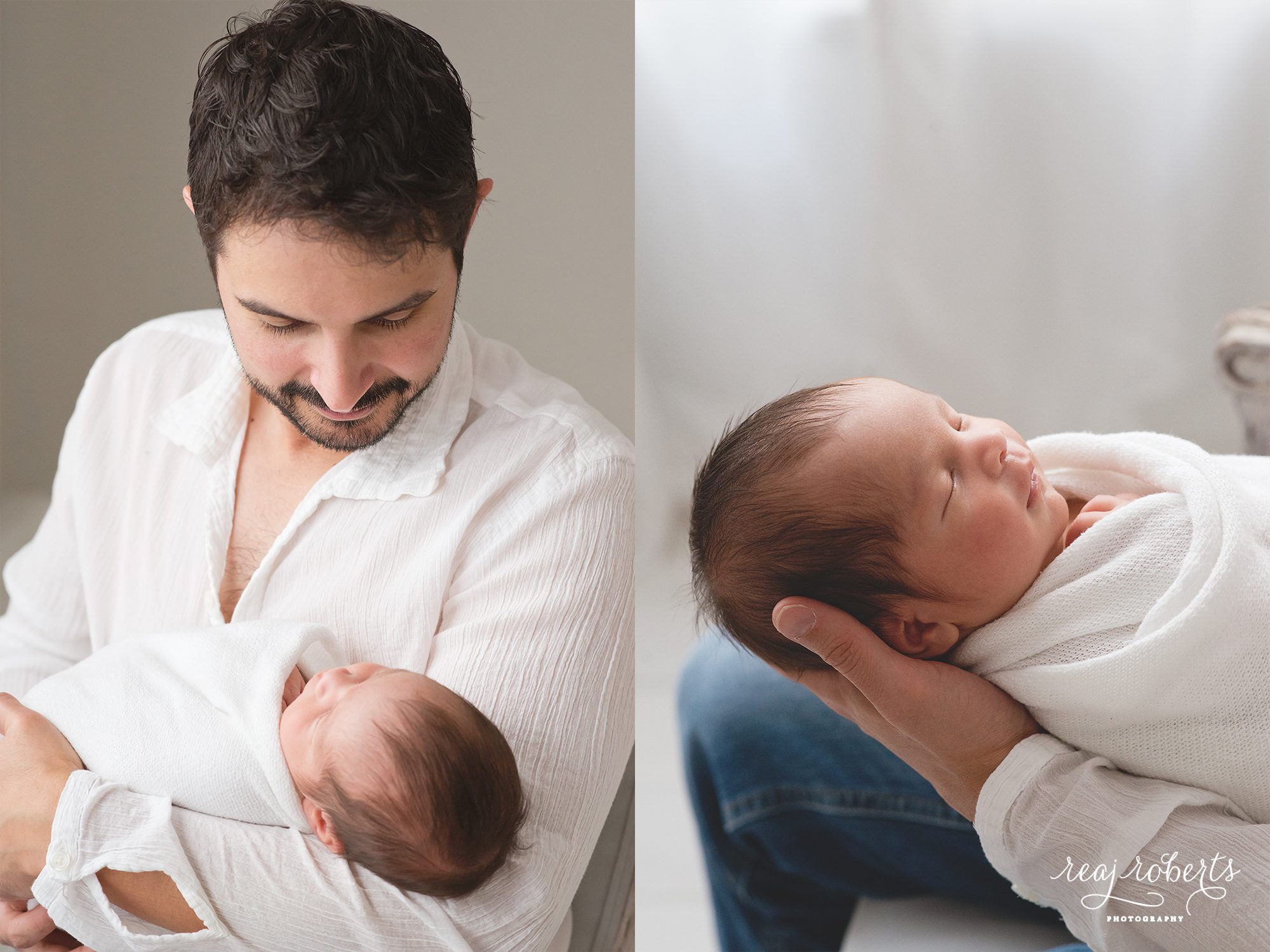 Newborn photos with father | Chandler, AZ | Reaj Roberts Photography