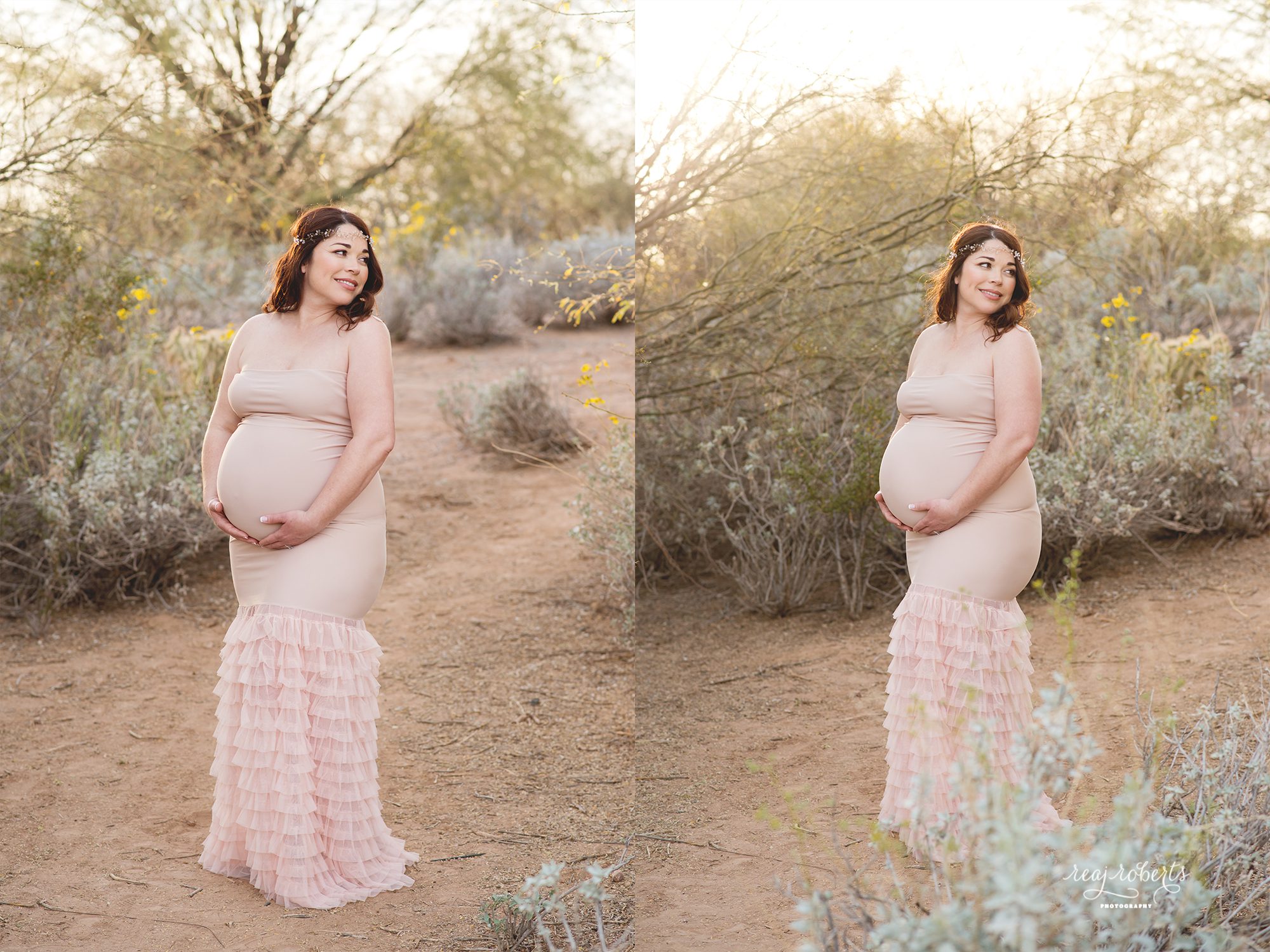 spring desert maternity photos 