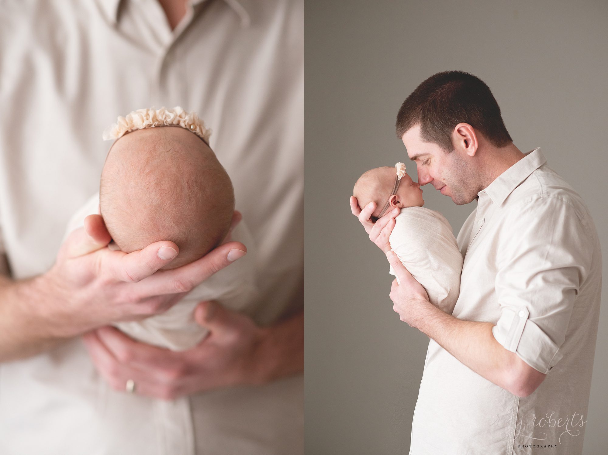 newborn baby girl with father | Reaj Roberts Photography