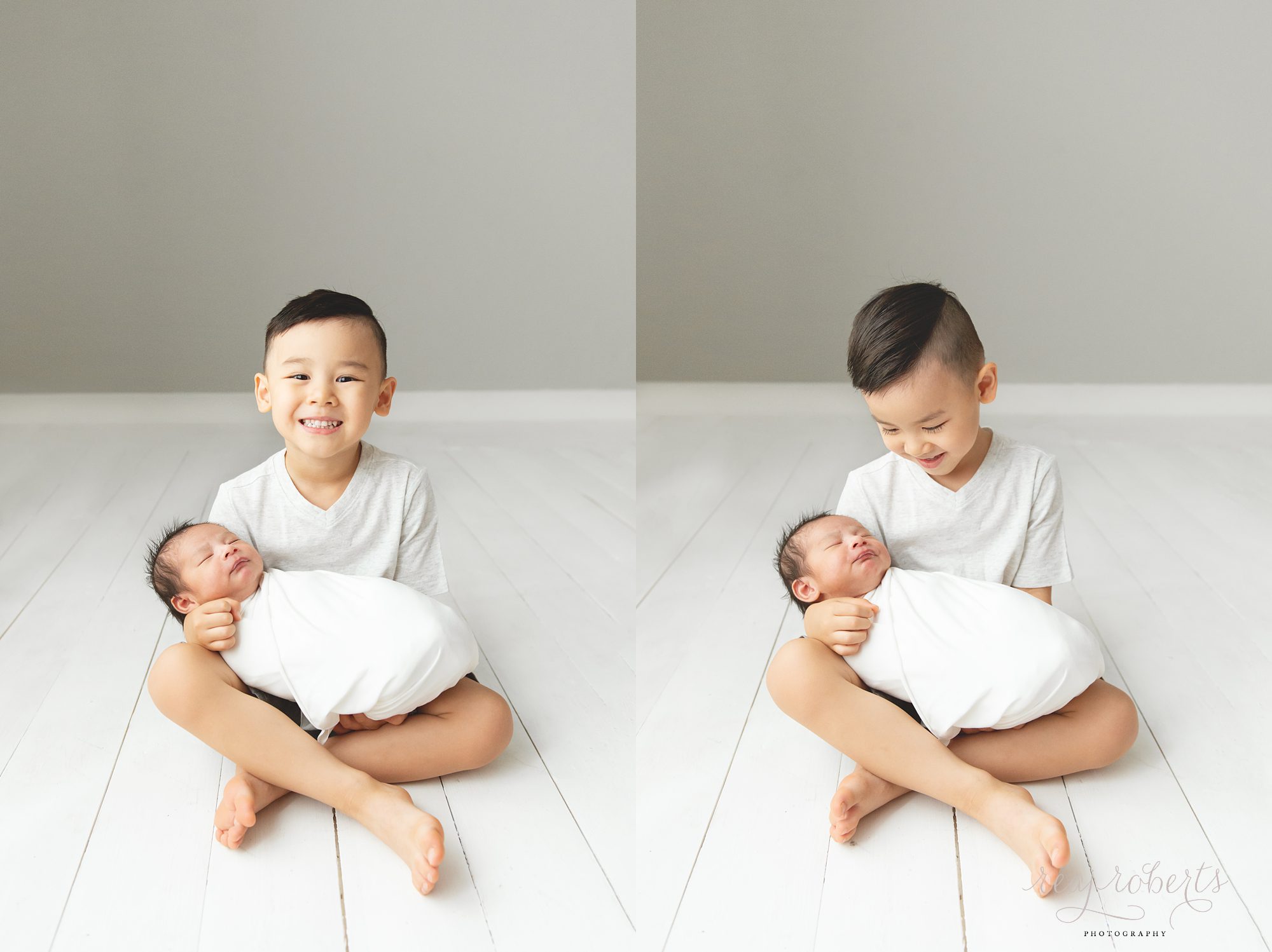 newborn with big brother photo ideas Chandler photographer Reaj Roberts Photography