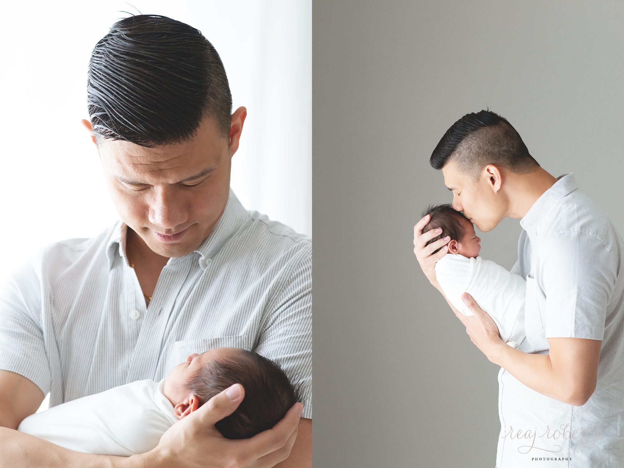 simple newborn photos with dad | Reaj Roberts Photography