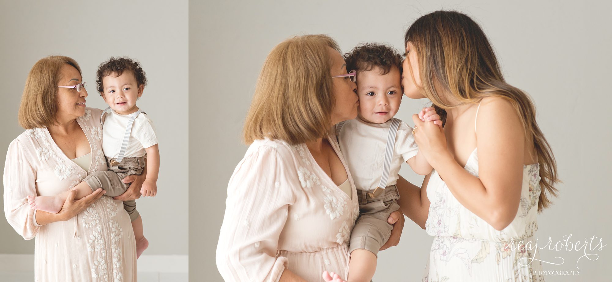 family photos with grandmother, daughter, and son by Reaj Roberts Photography