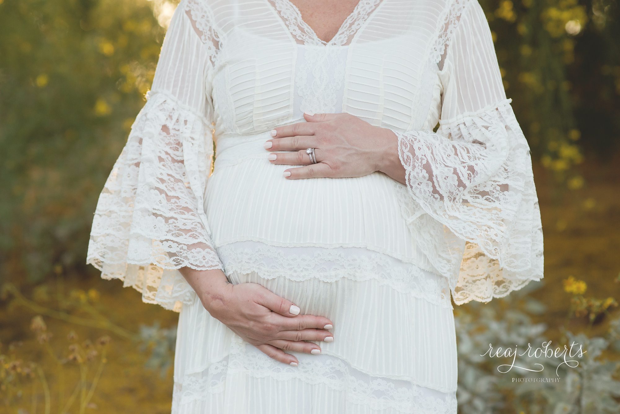 maternity photos BHLDN Marisol dress baby bump | Reaj Roberts Photography