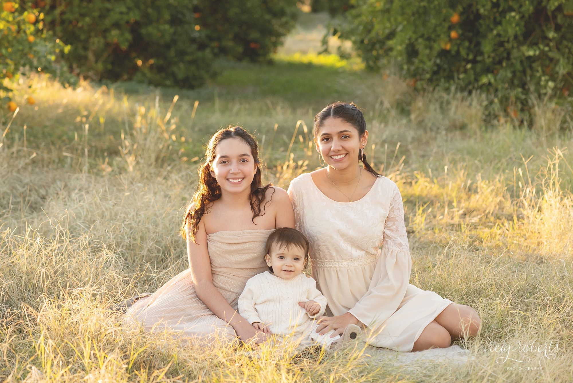 Family Photographer in Phoenix | Chandler Family Photos in Orange Grove Field | Neutral Children's Clothing