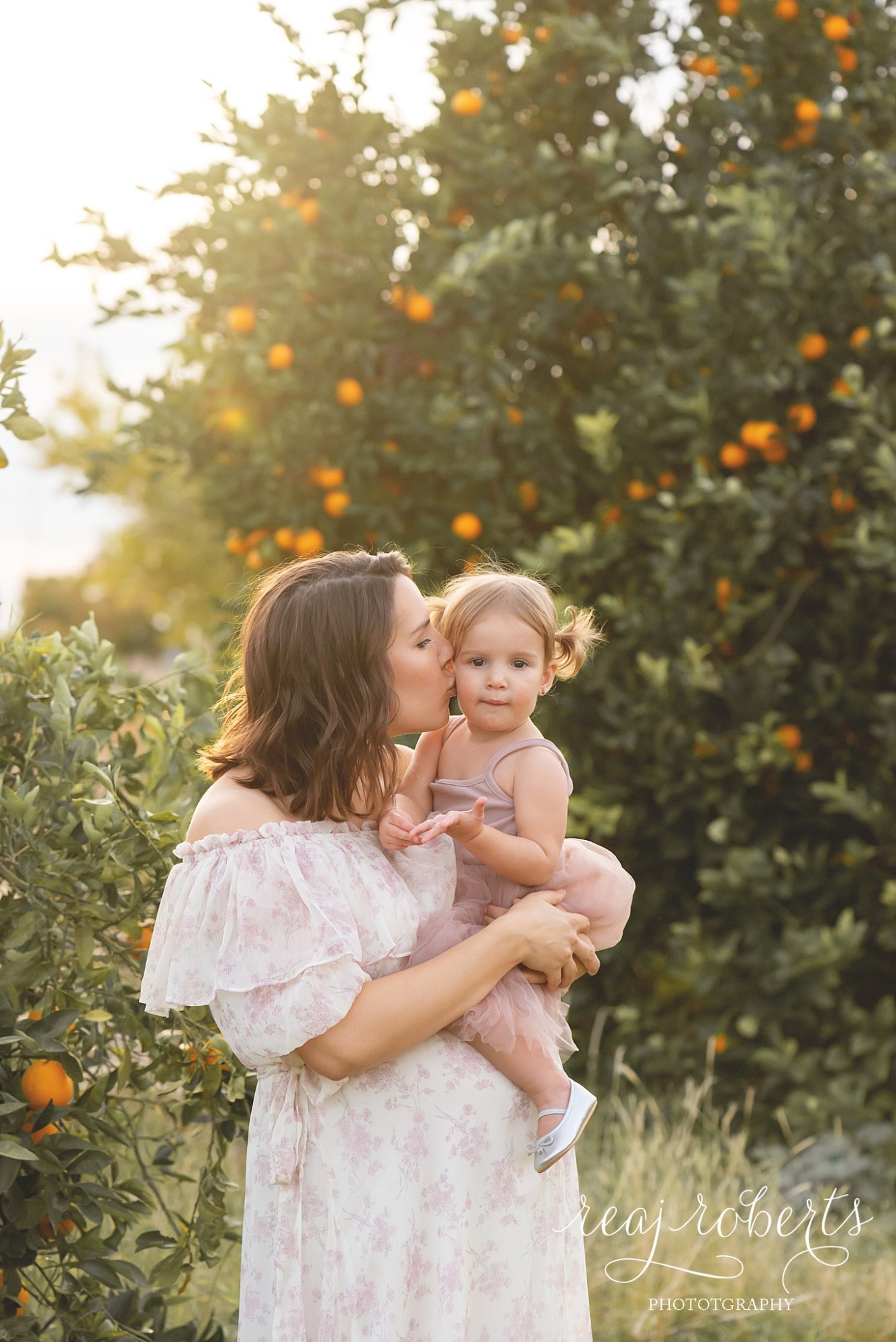 Scottsdale maternity photographer pregnancy photos inside orange grove with momma and daughter