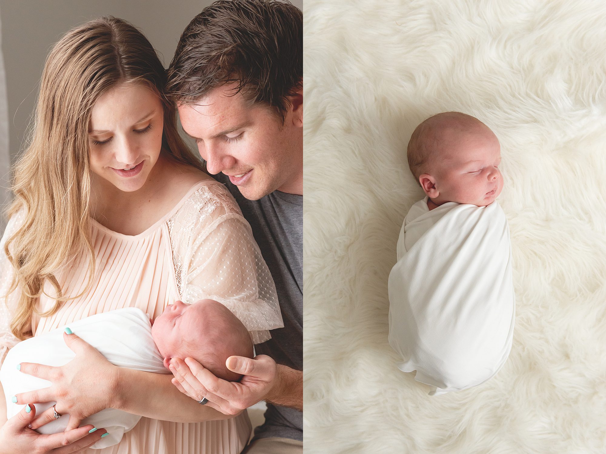 happy family with newborn swaddled | Scottsdale newborn photographer | Reaj Roberts Photography