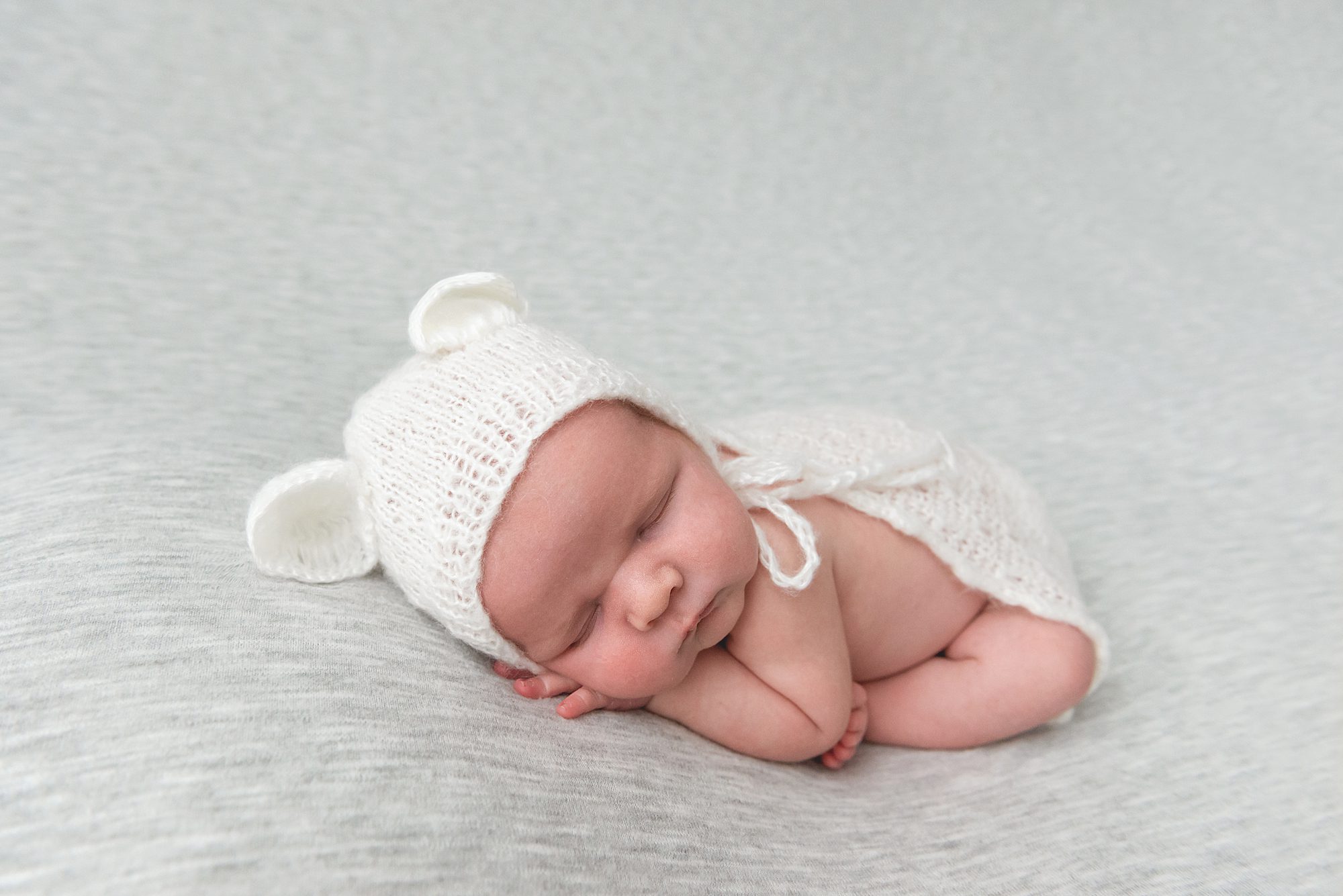newborn with bear bonnet taco pose | Scottsdale newborn photographer | Reaj Roberts Photography