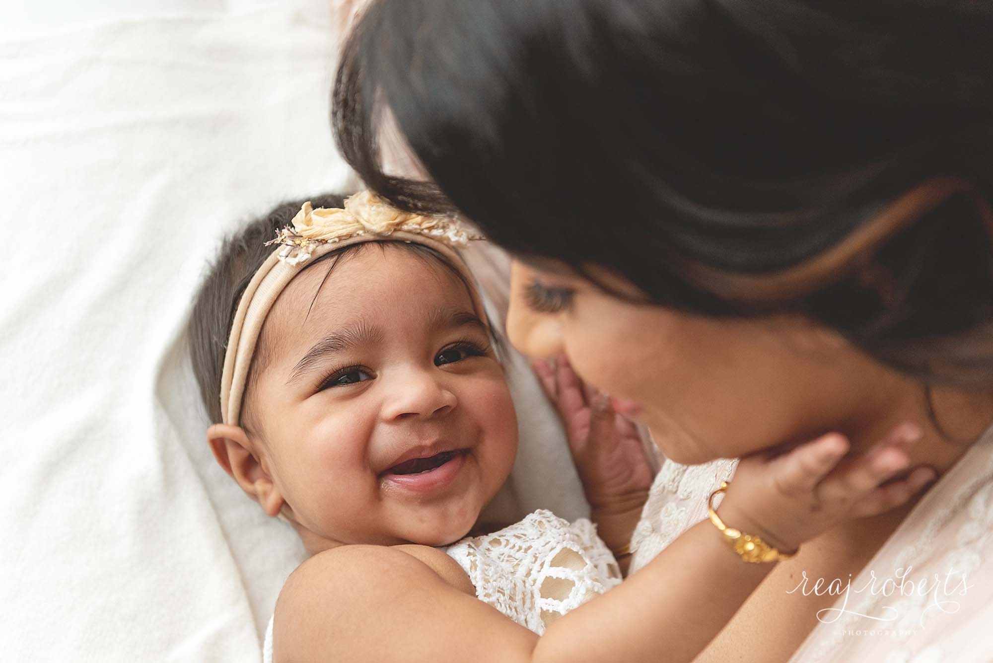 Baby girl with mother milestone photos Gilbert, AZ photographer