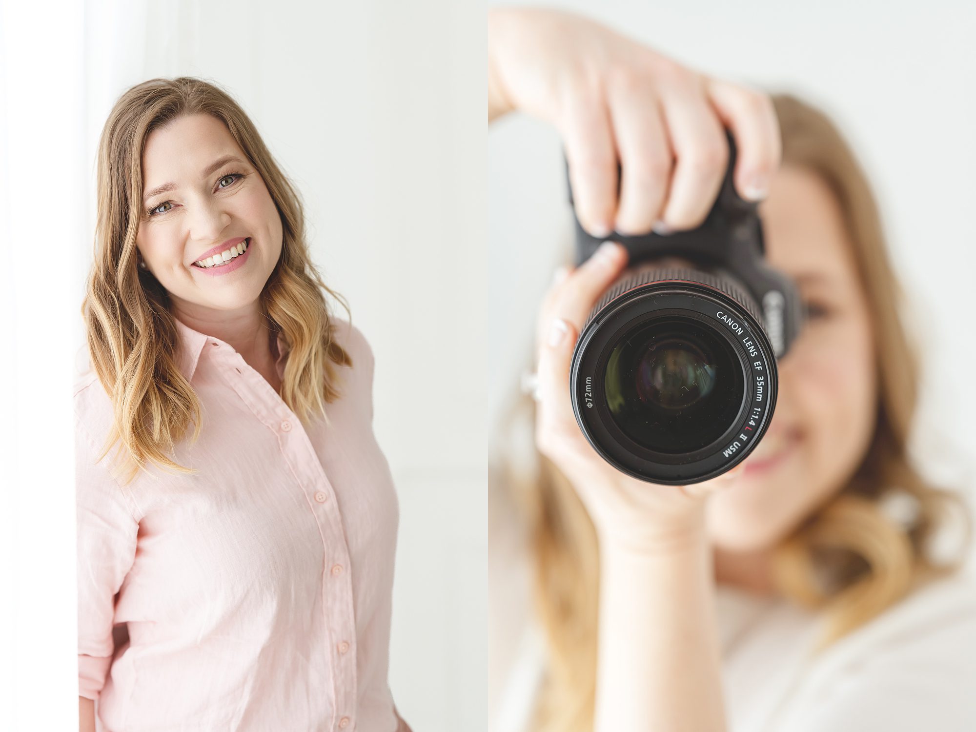 Comparison of professional headshot photography and branding photography for women in business.